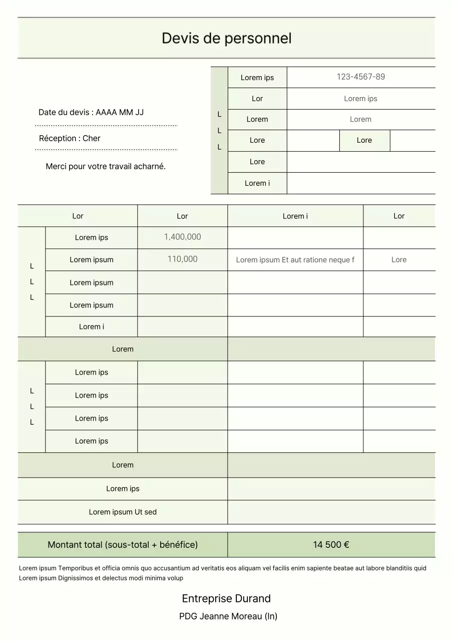 Un devis de travailleur de service propre et vert tilleul