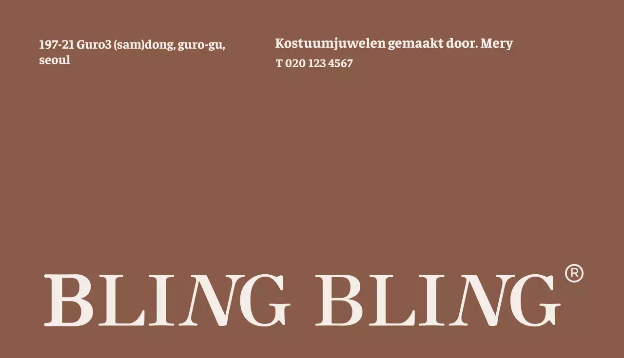 Klassiek visitekaartje van juwelierszaak in beige en bruin