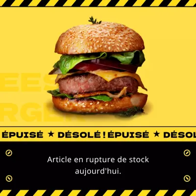Le menu burger du concept de la ligne jaune-noire est en rupture de stock.