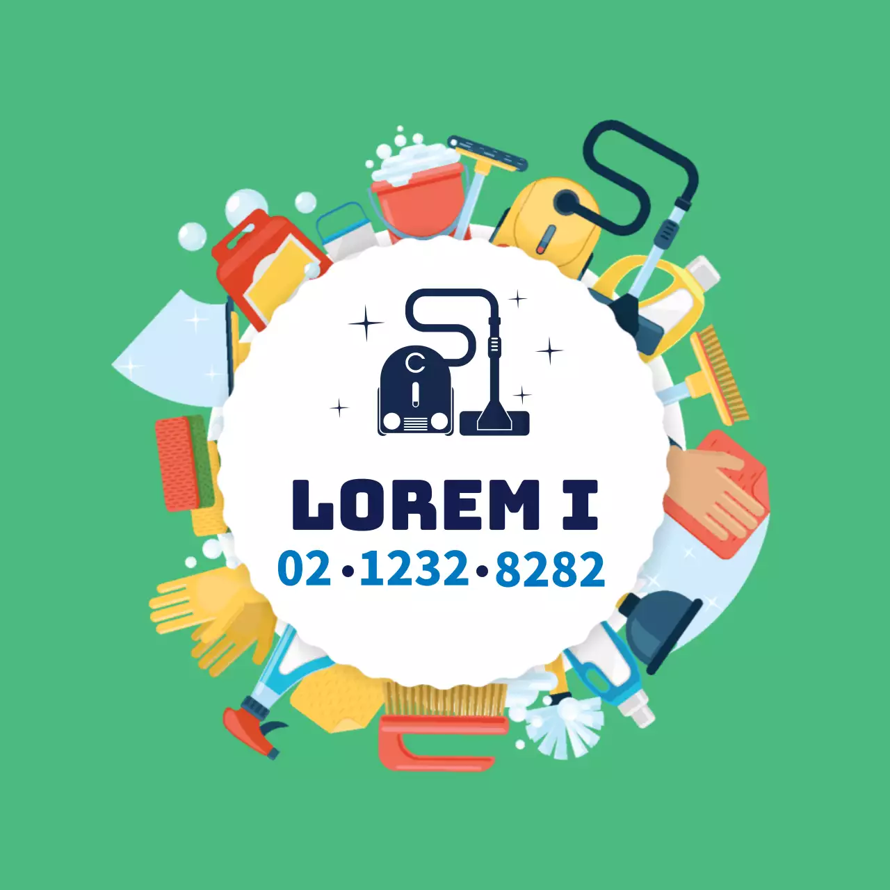 Groene illustratie schattige schoonmaakservice schoonmaakbevordering