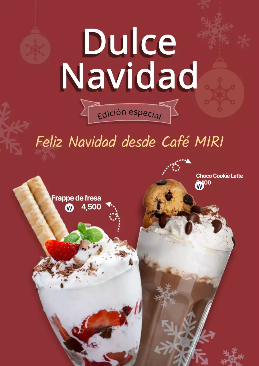 Cartel promocional del menú de bebidas de la edición de Navidad