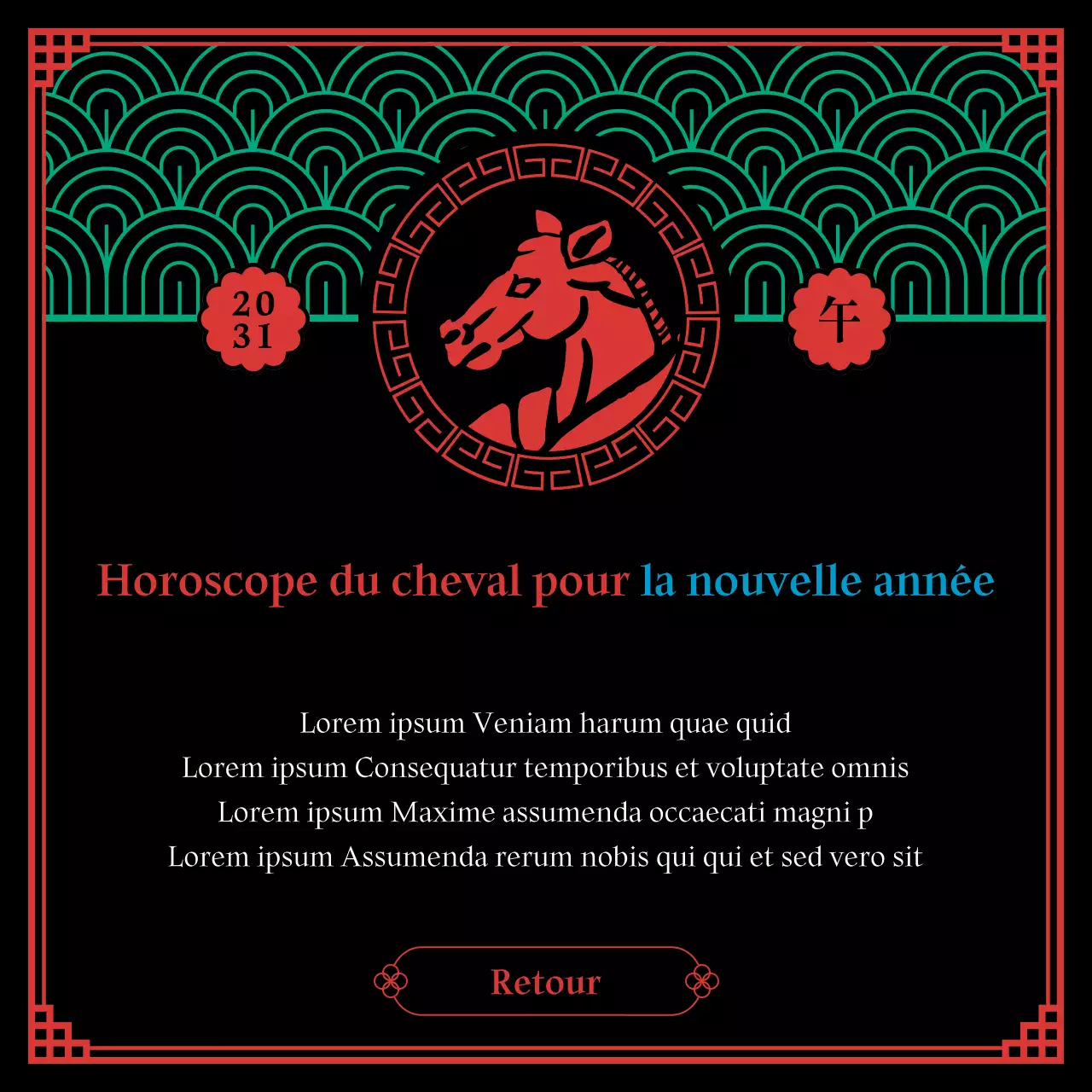 Concept chamanique noir et pentagonal de l'horoscope zodiacal du Nouvel An