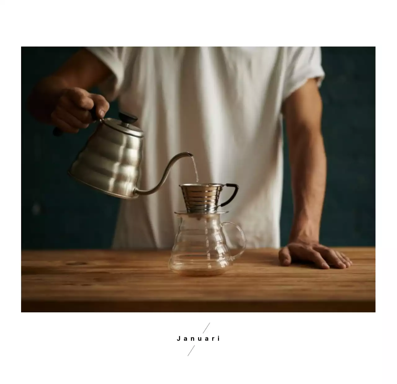 Witte eenvoudige koffie foto bureaukalender voor cafe