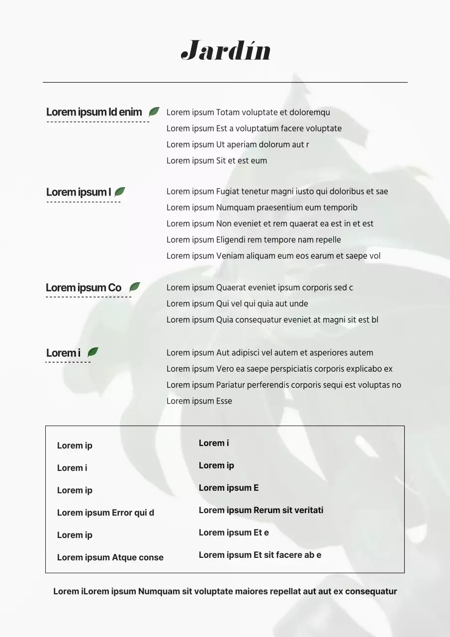 Diseño sencillo de manual de jardinería en blanco y verde