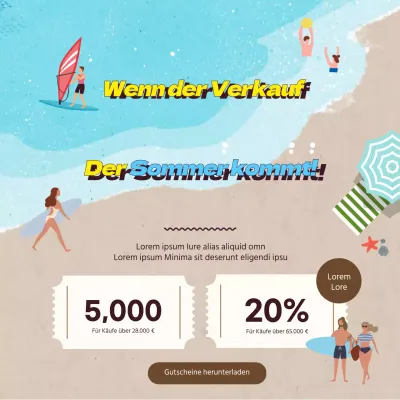 Blau und Braun illustrierte Sommer-Gutscheinaktion