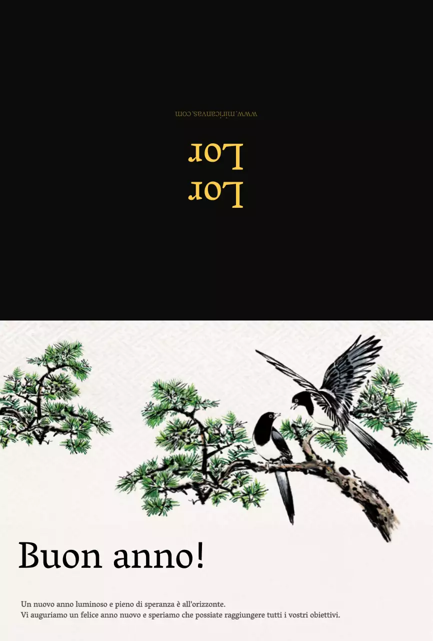 Biglietto d'auguri con concetto di pittura a inchiostro tradizionale coreana in nero e giallo