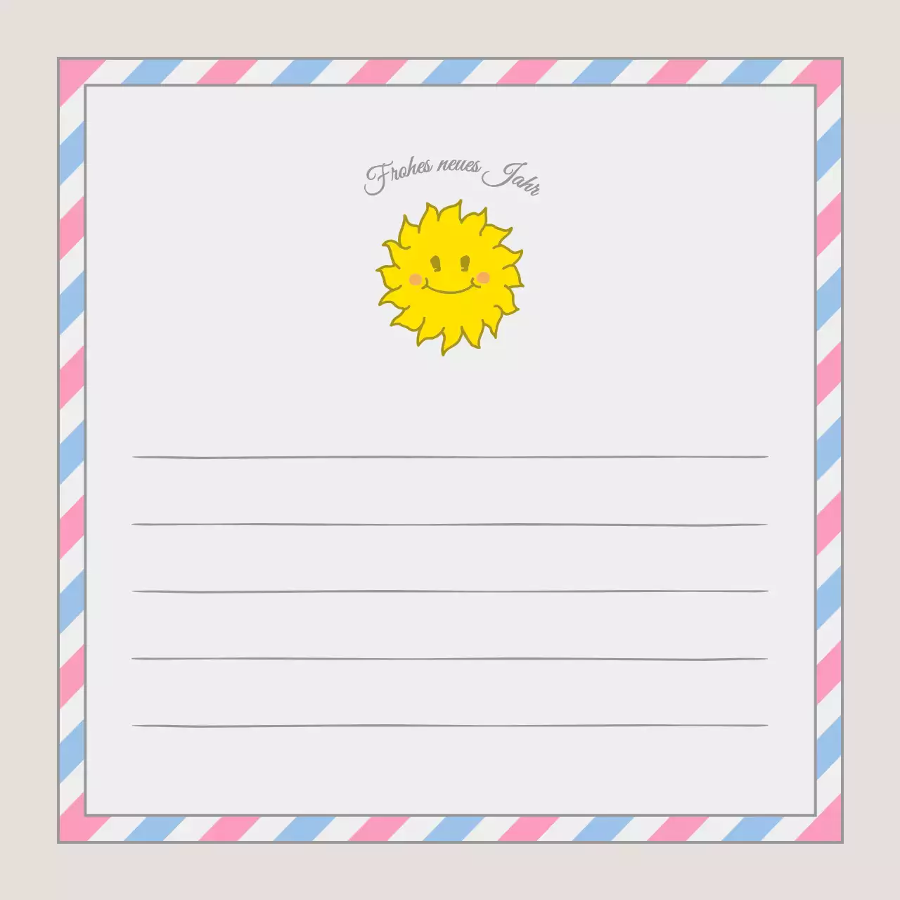 Jahr der Rosa Himmel Blau Gelb Illustration von Happy New Year