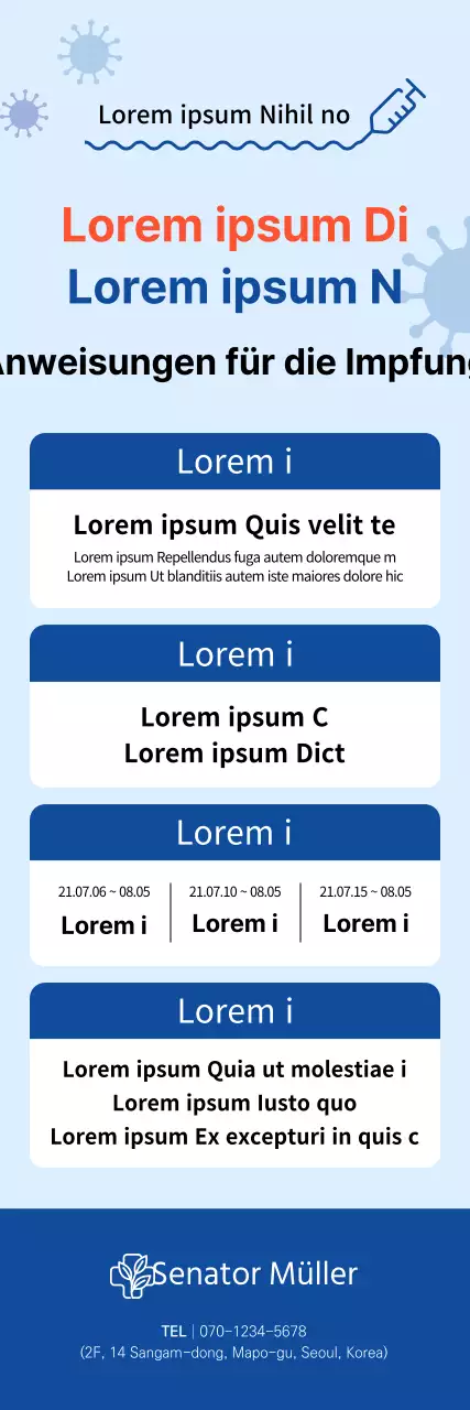 Coronavirus-Impfung X-Banner mit einer Tabelle in Blautönen