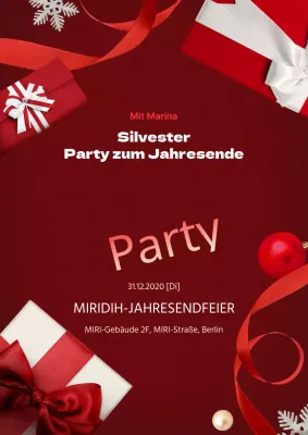 Stilvoller Flyer für die Betriebsfeier in Rot