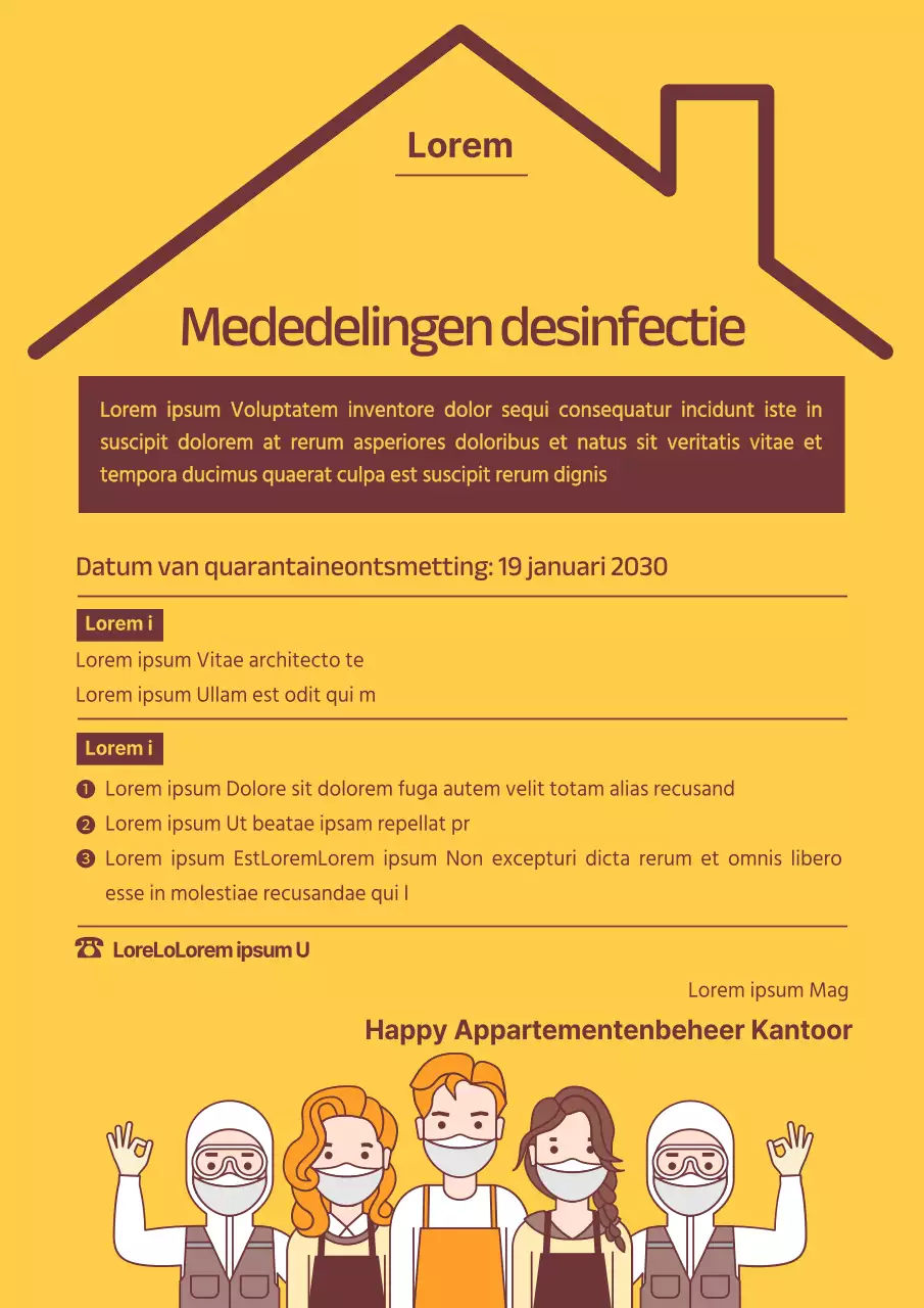 Strak geïllustreerde aankondiging met een geelbruin thema