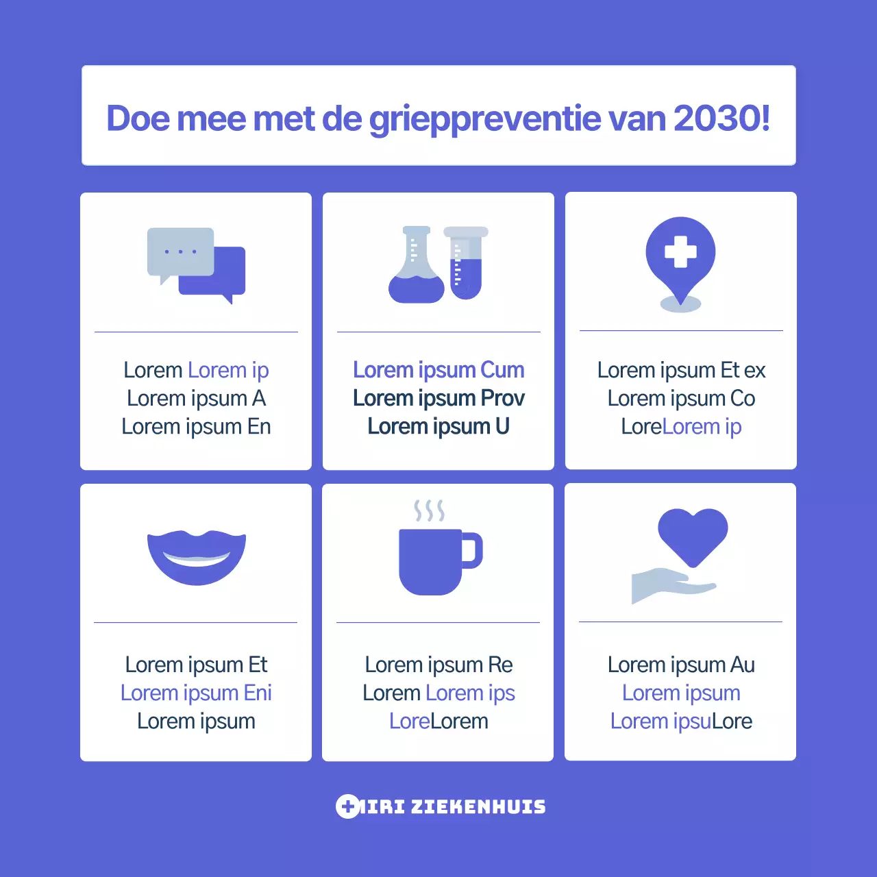 Blauwe, vriendelijke en schone grieppreventiecampagne (CardNews)