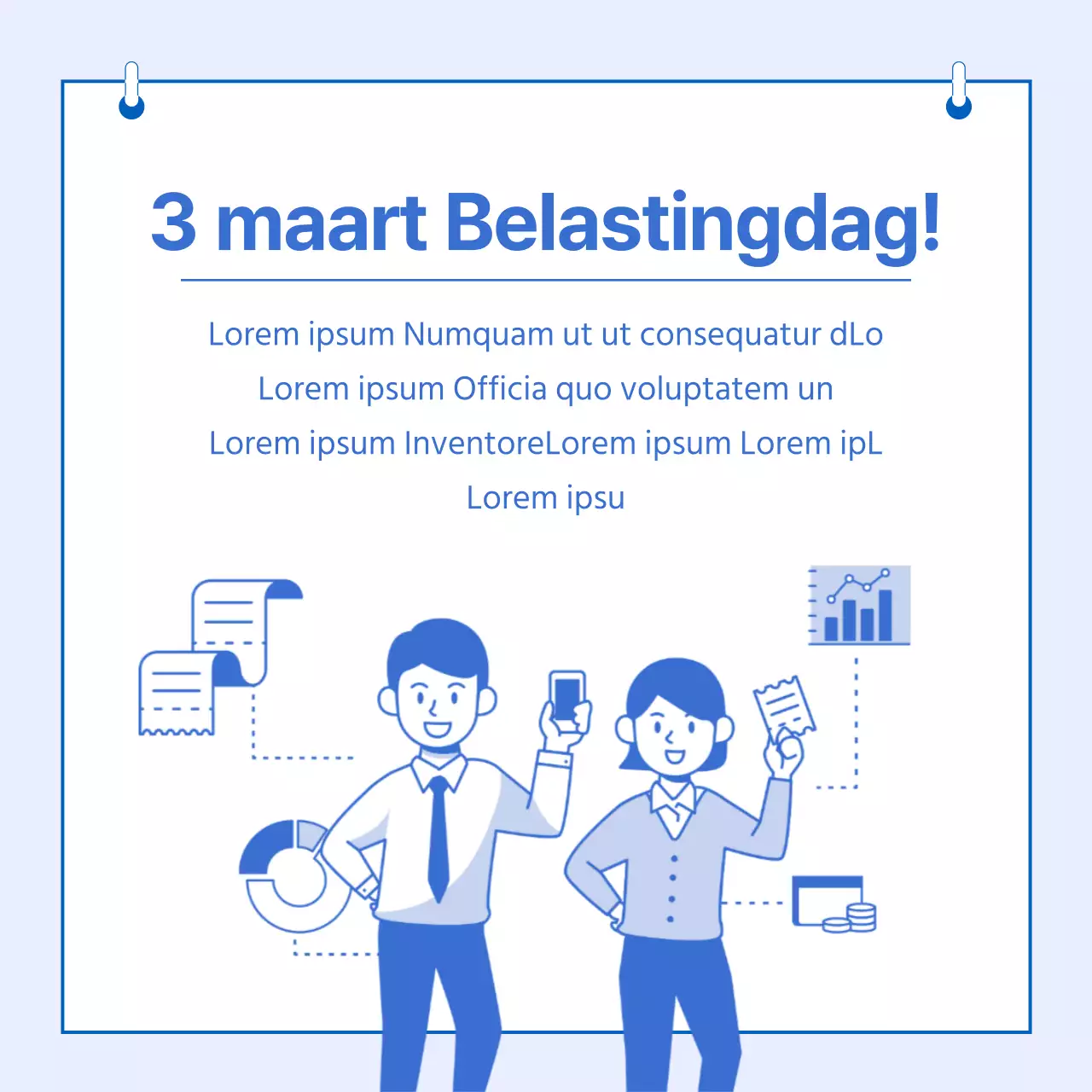 Tax Day-aanbiedingsinformatie in blauw gemarkeerd met duidelijke illustraties
