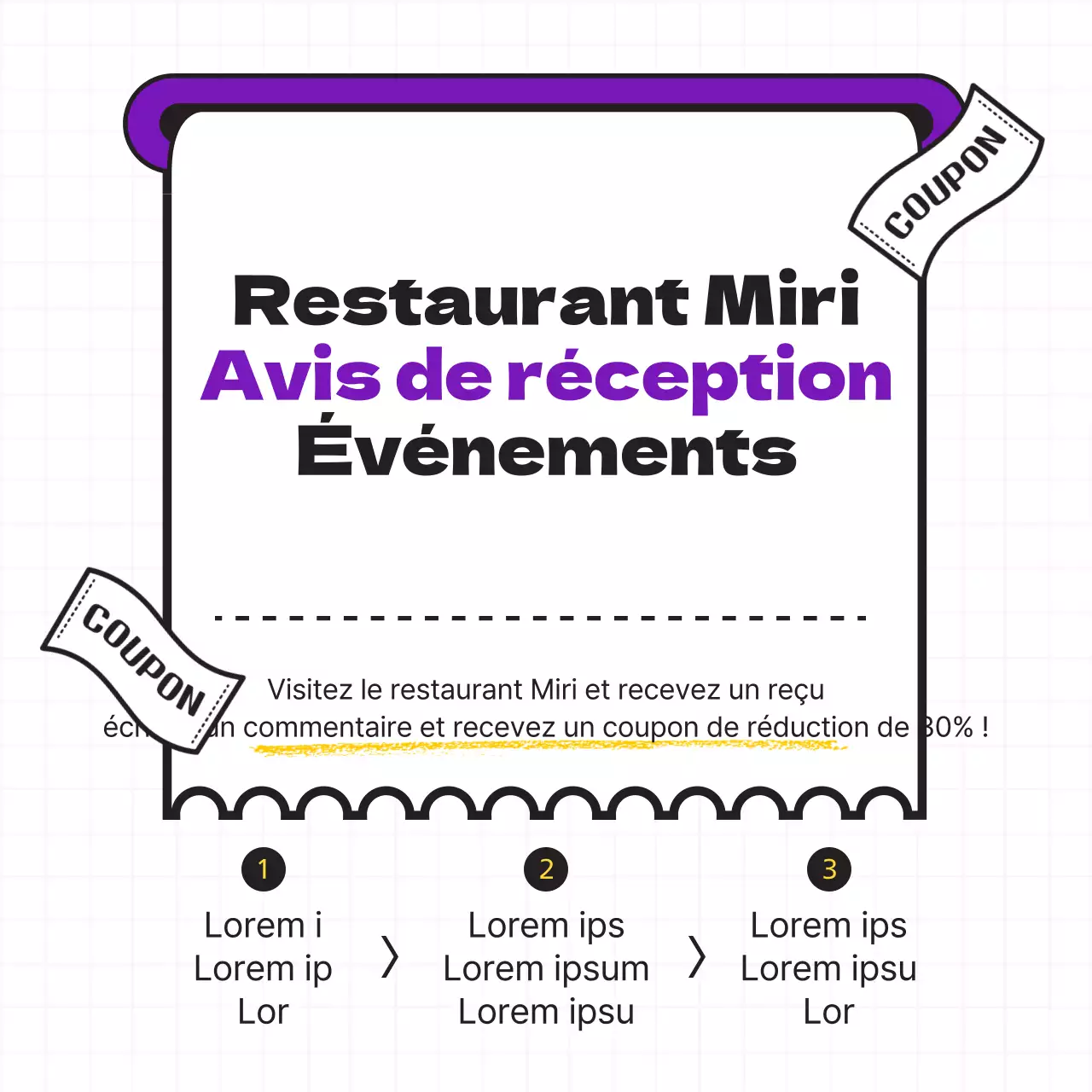 Contenu de l'événement de révision de l'accusé de réception en violet et noir