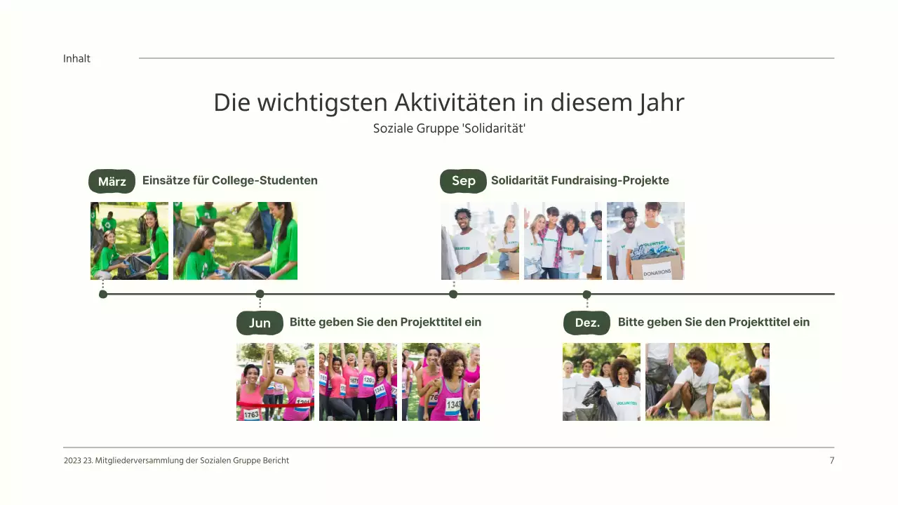 Sauberer HV-Ergebnisbericht mit hübschen grünen Illustrationen