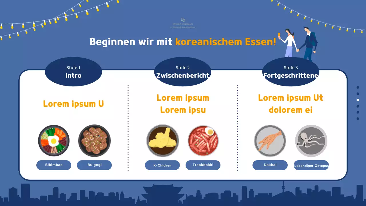 Gelb und blau illustrierter Reiseführer für Südkorea