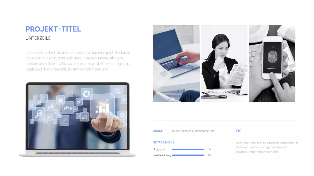 Entwicklerportfolio in blau