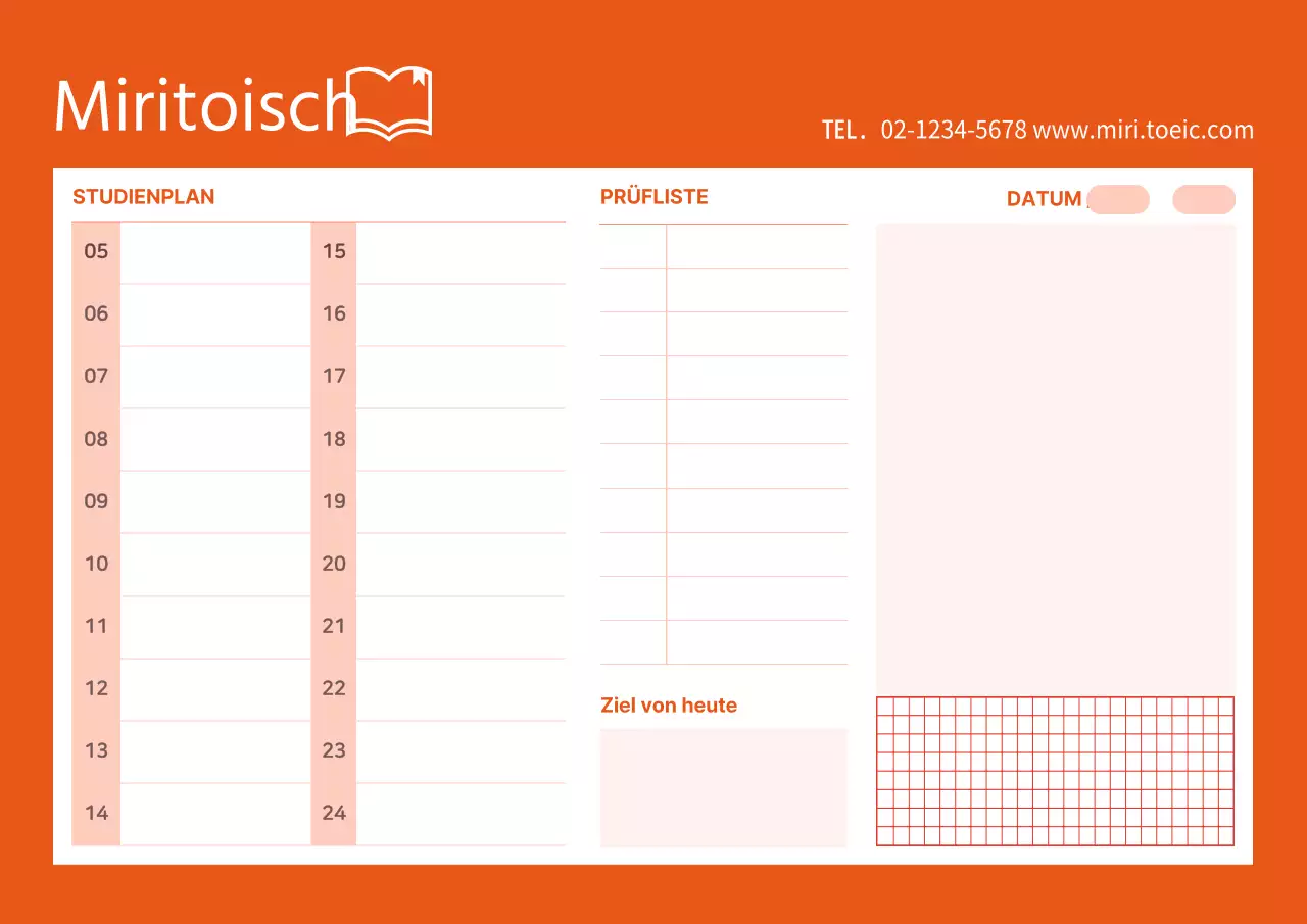 Einfacher konzeptioneller Studienplaner in Orange