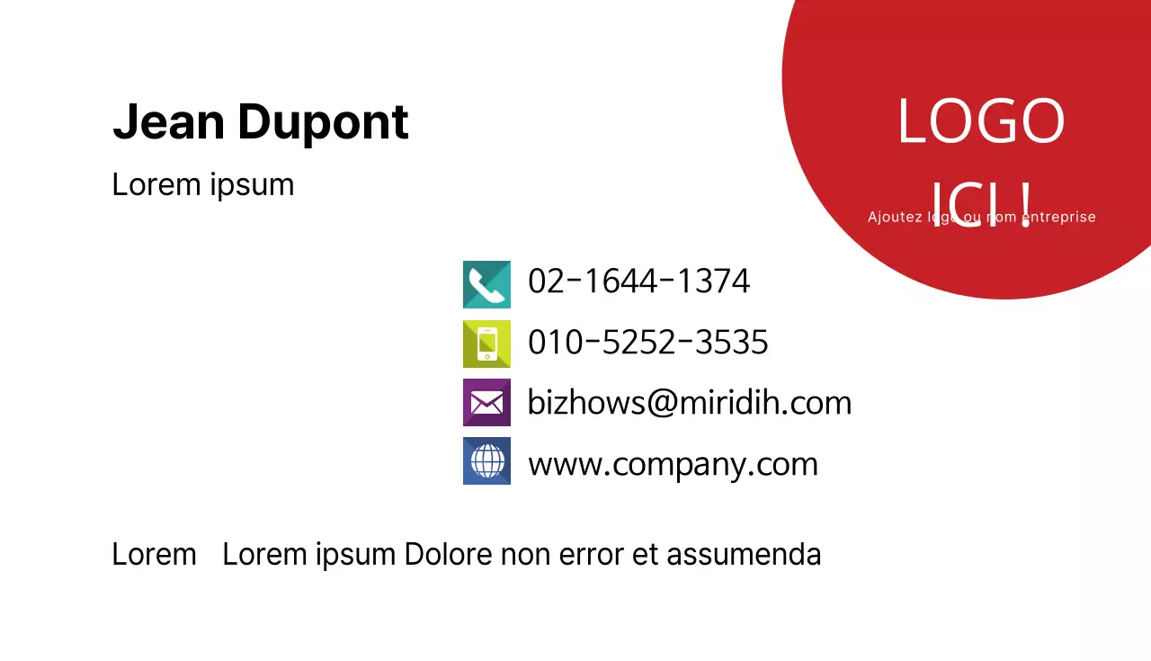Carte de visite de l'entreprise
