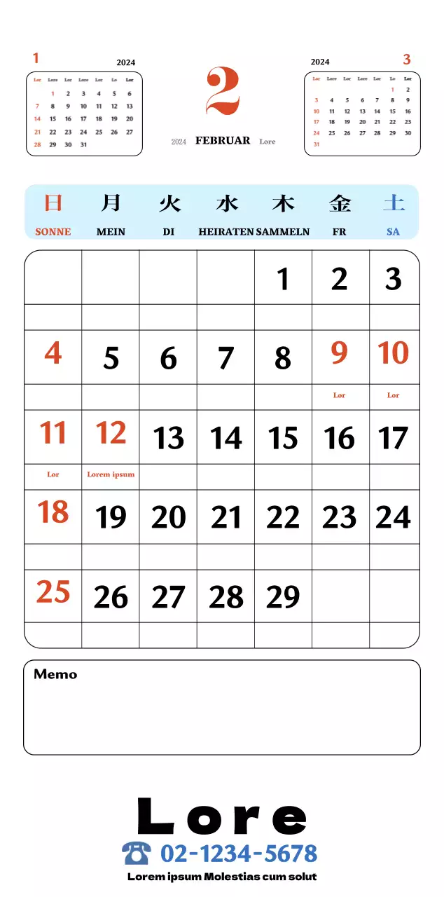 Rote und blaue Retro-Untersetzer Erinnerungskalender