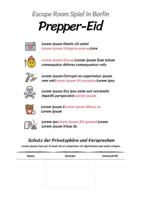 Einfaches weißes Plakat zur Warnung vor Fluchträumen