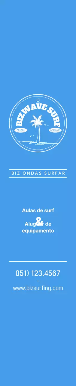 Um logótipo simples em azul e amarelo com o emblema do surf para promover a loja.