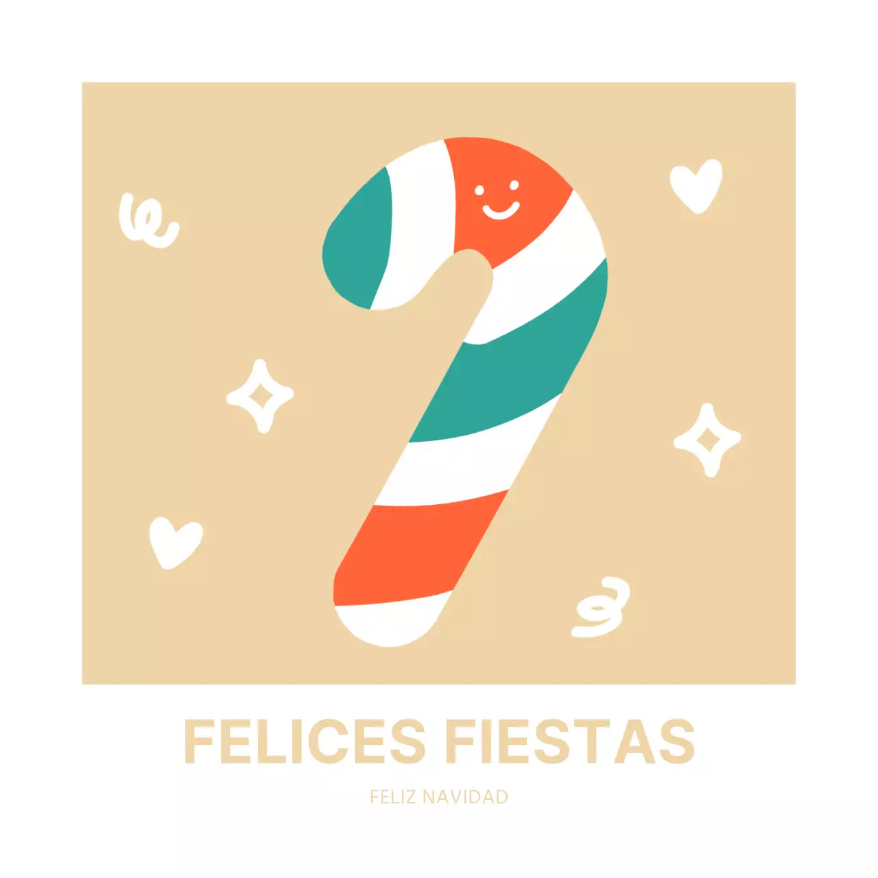 White Cute Christmas Candy Postal Navideña Postal