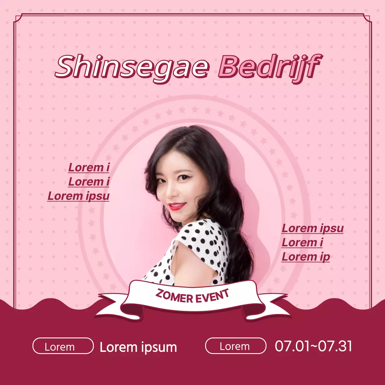 Een roze, retro-geïnspireerde afbeelding benadrukken voor een haarevenement