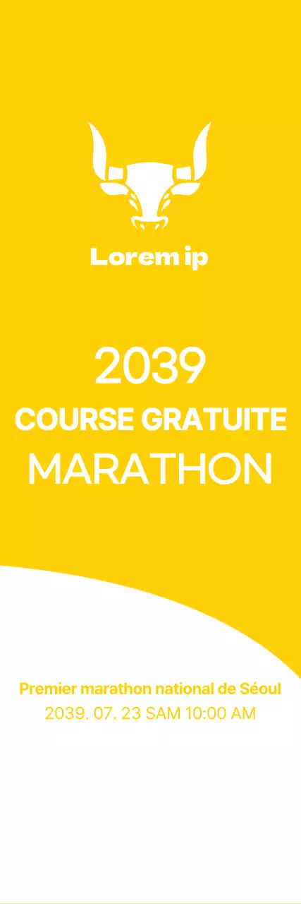 Style simple en jaune et blanc pour l'information et la promotion du marathon