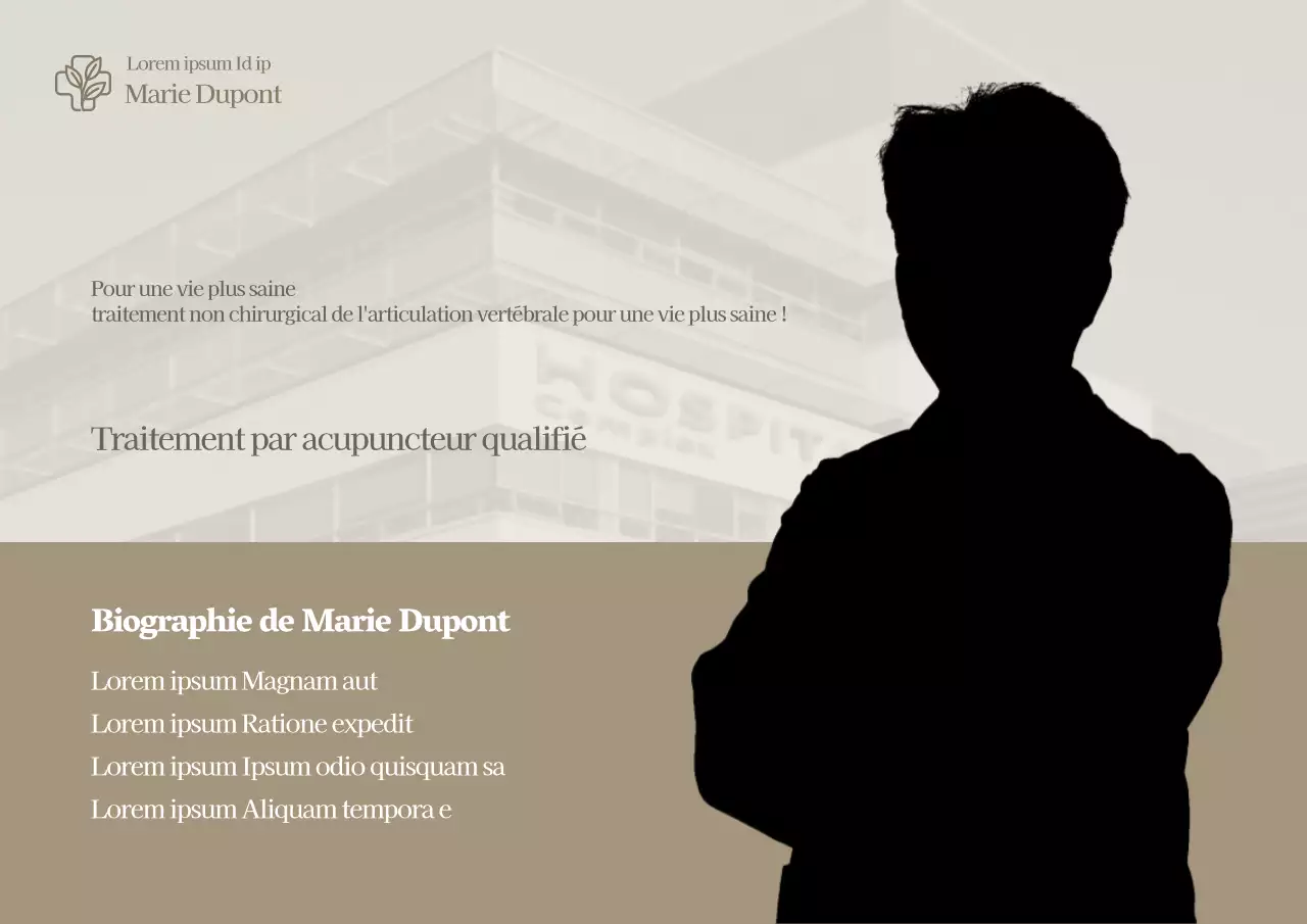 Affiche web pour une clinique moderne de la colonne vertébrale et des articulations en marron.