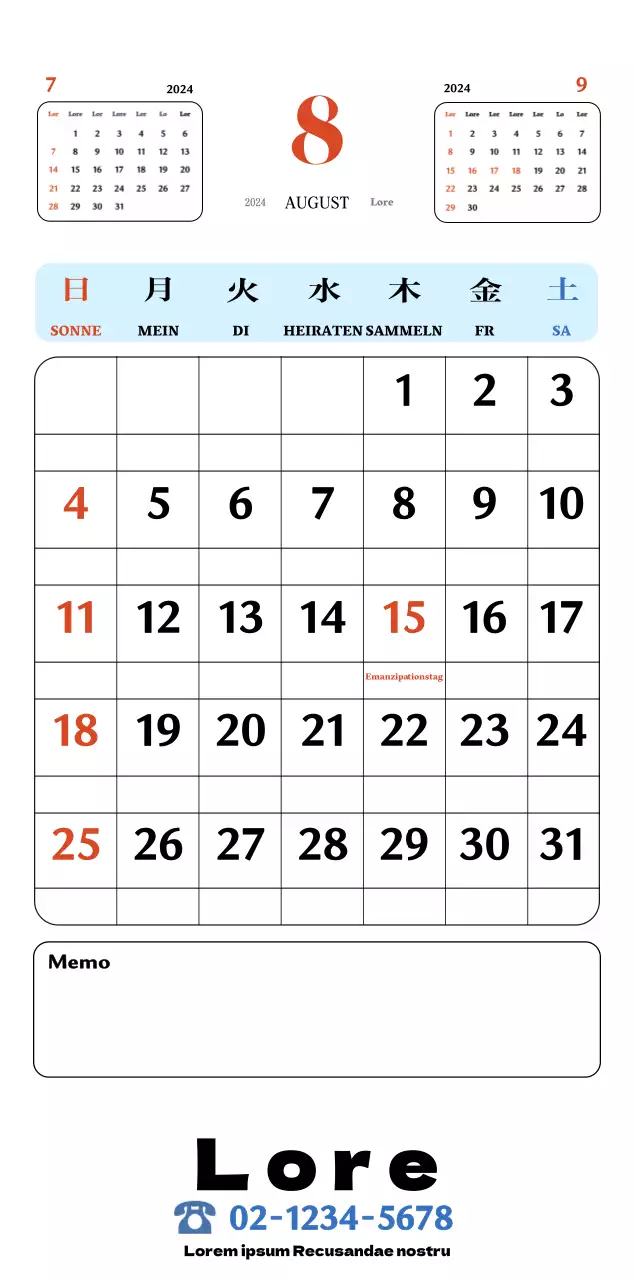 Rote und blaue Retro-Untersetzer Erinnerungskalender