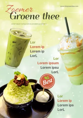 Promoot een nieuwe groene theedrank met een glamoureus concept met een groen glittereffect