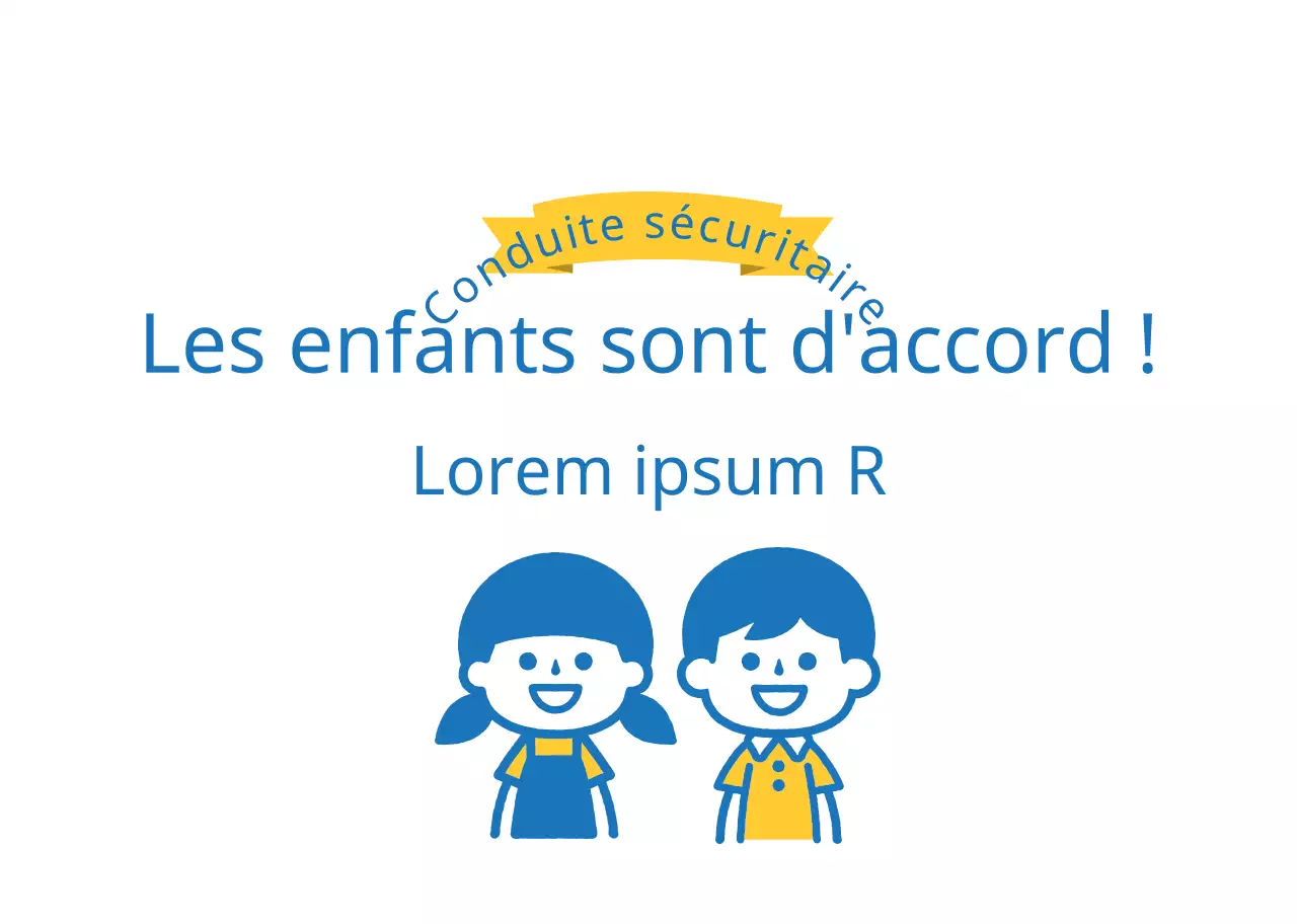 Guide illustré jaune et bleu de conduite sûre pour les enfants à bord des véhicules