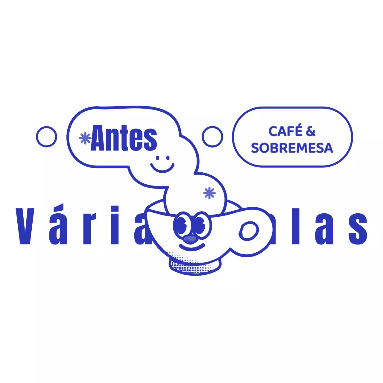 Chávena azul-marinho e branca com carácter de café estilo logótipo