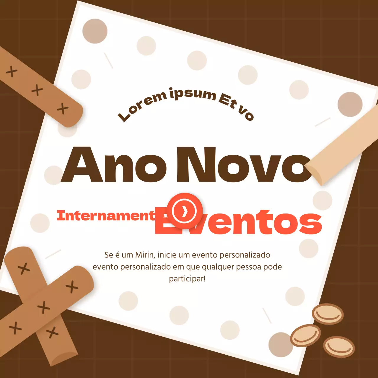 Tons castanhos e pontos vermelhos Evento interno do dia de Ano Novo Notícias do Cartão de Atletismo