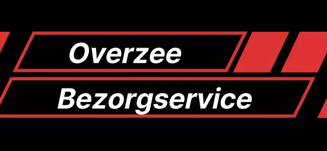 Promoot een internationale verzendservice met een zwarte en rode diagonale rechthoek