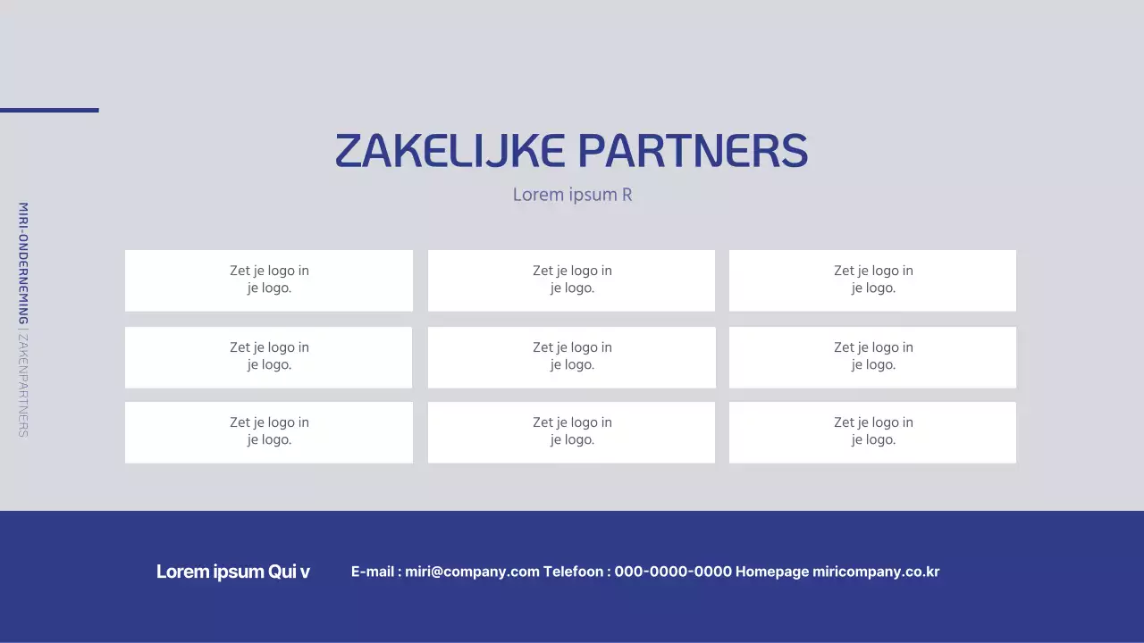 Een eenvoudig bedrijfsprofiel in marineblauw en grijs