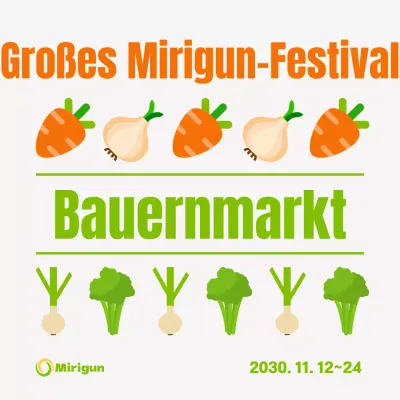 Niedliche Gemüsesymbole in Orange und Chartreuse zur Werbung für landwirtschaftliche Feste