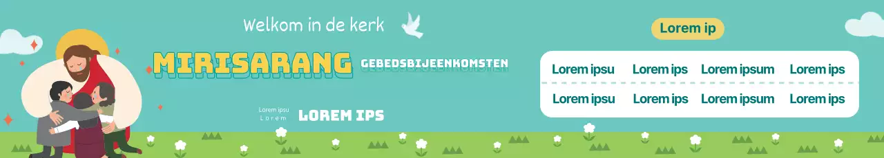 Schattige de vergaderingsbevordering van het kerkgebed met blauwe illustratie