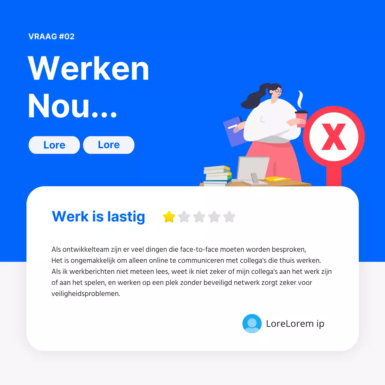 Schoon blauw werkplekdebat cardnews design