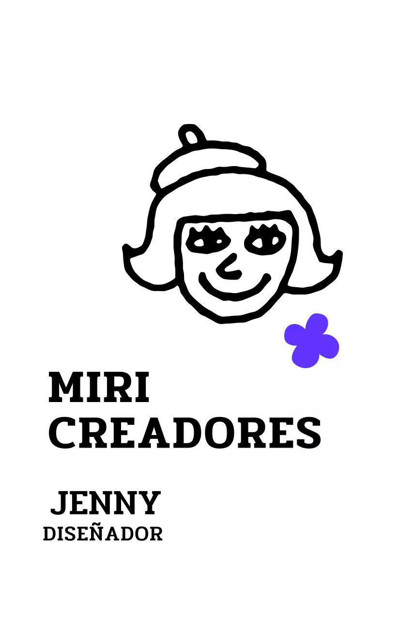 Personaje de dibujos animados estilo ilustración en negro y colores de acento Perfil de la tarjeta Temple