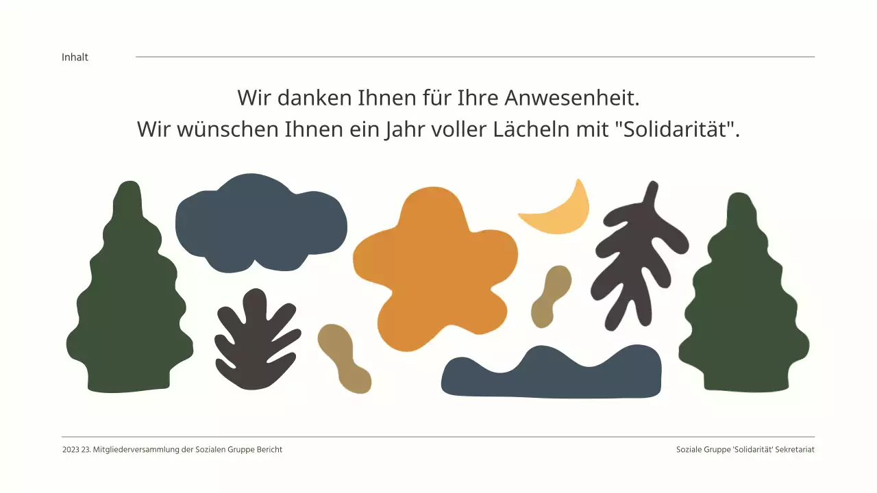 Sauberer HV-Ergebnisbericht mit hübschen grünen Illustrationen