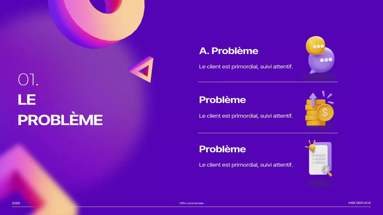 Jeu de pitchs d'images dégradées de formes 3D violettes