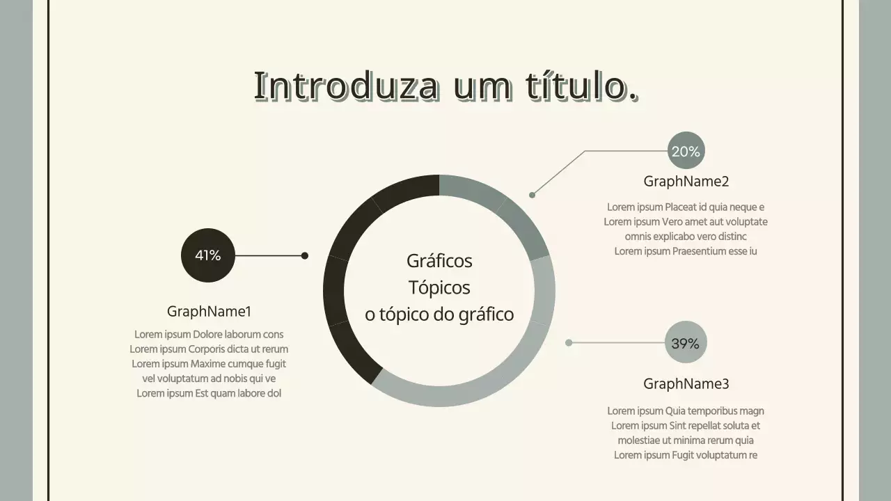 Infografia de gráfico de donuts com um conceito de marfim e cinzento
