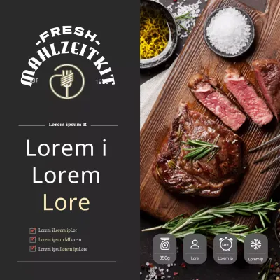 Schwarzes luxuriöses Restaurant Steak Mahlzeit Kit Aufkleber