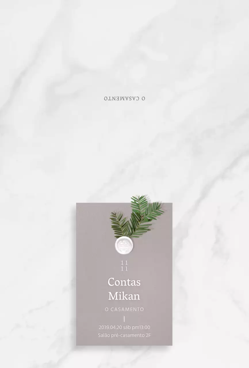 Convite de casamento de conceito moderno em cinzento e castanho