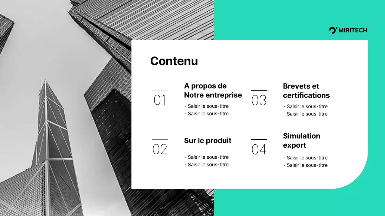 Proposition pour la livraison de chargeurs de véhicules électriques en turquoise et gris Proposition pour la fourniture de pièces pour une transaction B2B Miritech