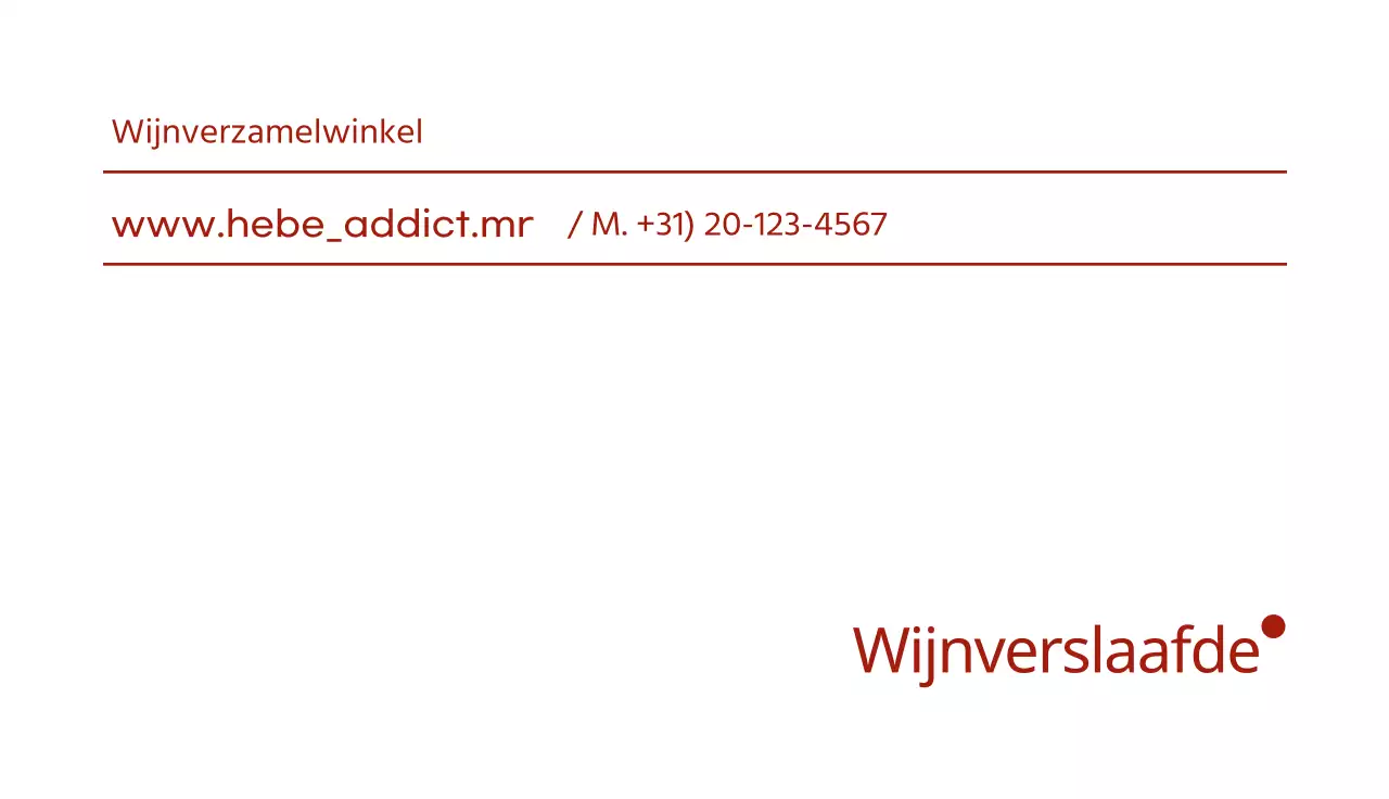 Strakke stijl visitekaartje met donkerrode accenten