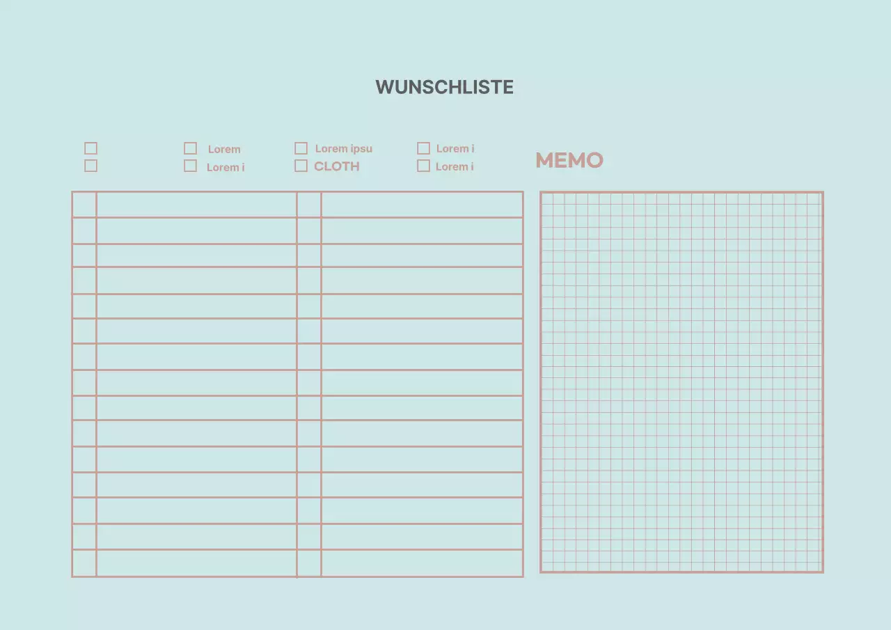 Mint Lines Einfache Wunschliste