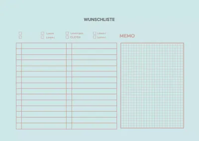 Mint Lines Einfache Wunschliste