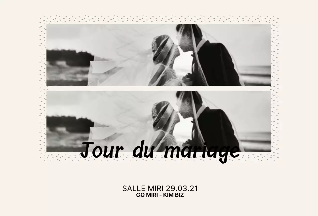 Invitation de mariage simple avec cadre en quart de cercle en beige et noir